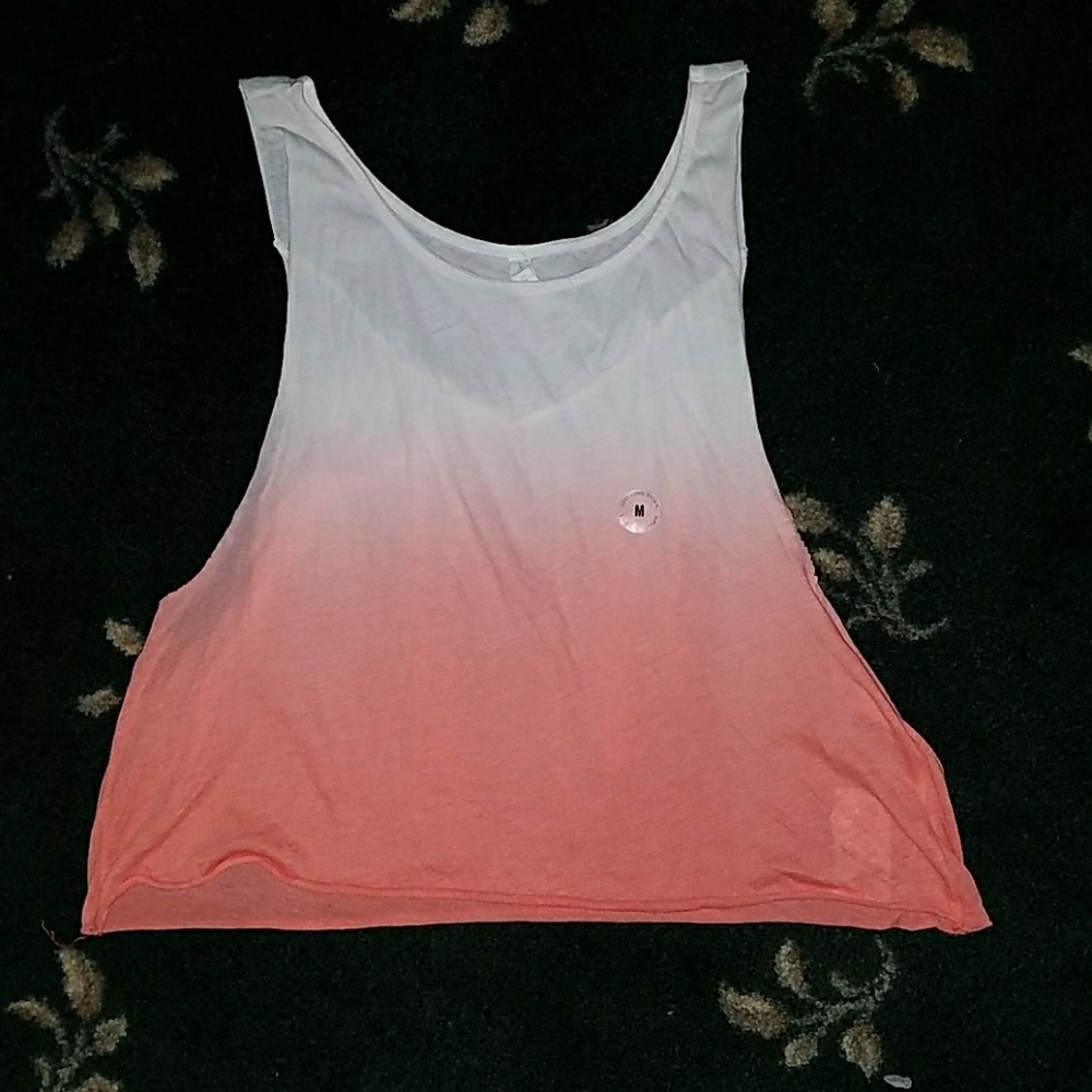 Pink white ombre tank with fringe